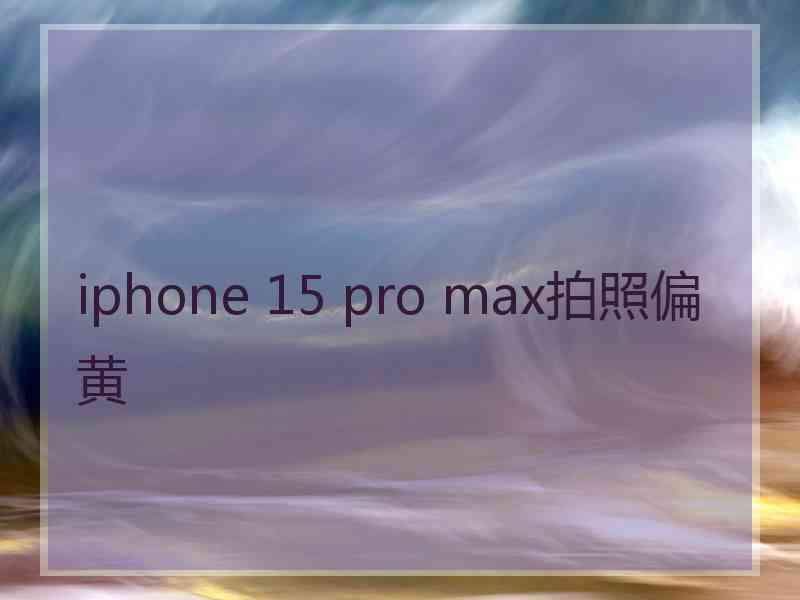 iphone 15 pro max拍照偏黄