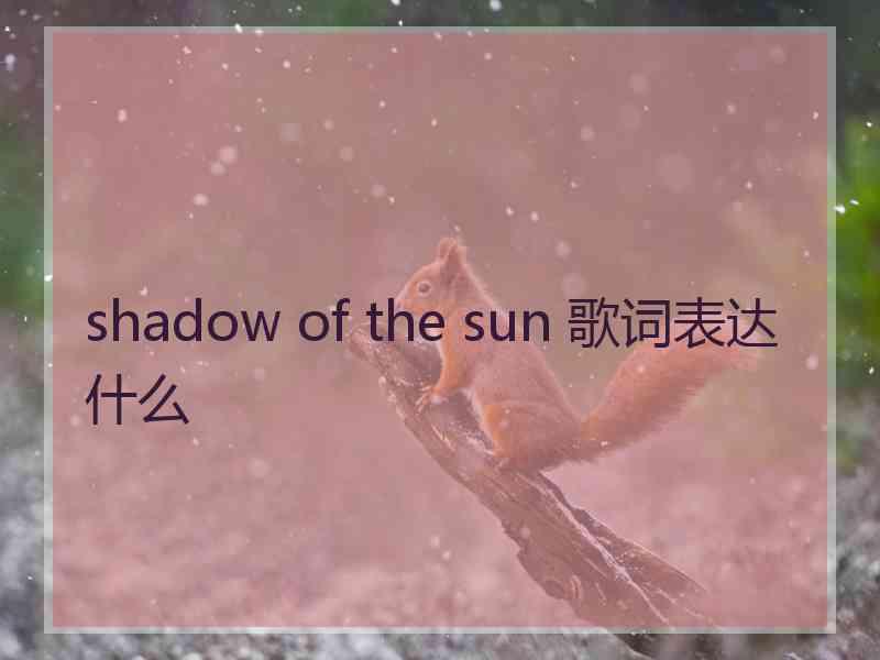 shadow of the sun 歌词表达什么