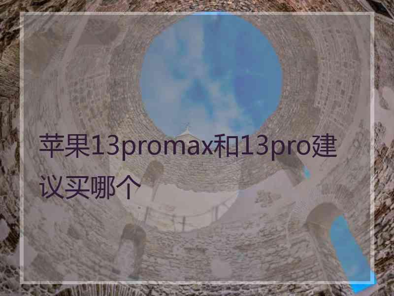 苹果13promax和13pro建议买哪个