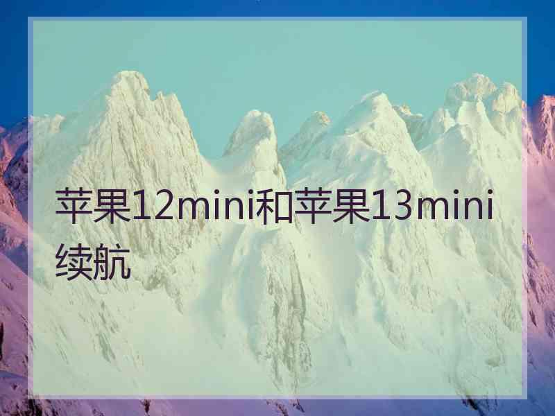 苹果12mini和苹果13mini续航