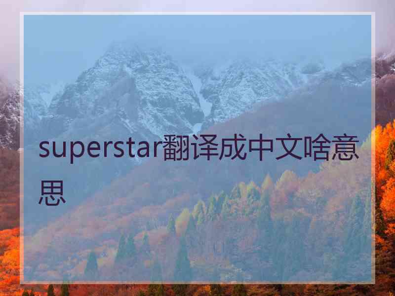 superstar翻译成中文啥意思