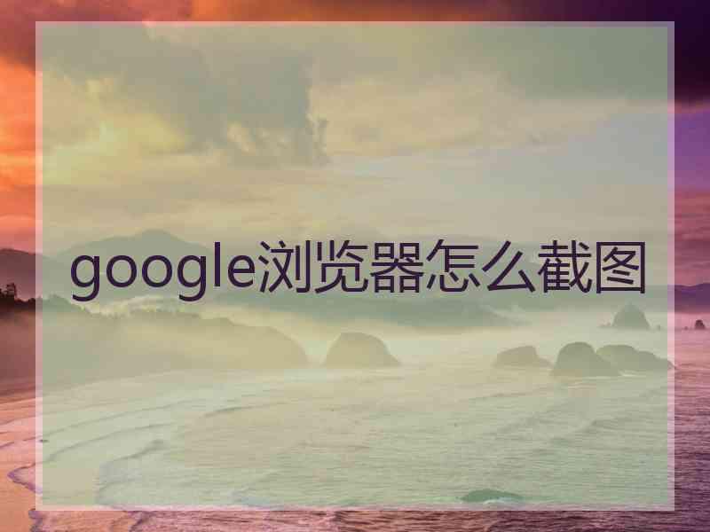 google浏览器怎么截图