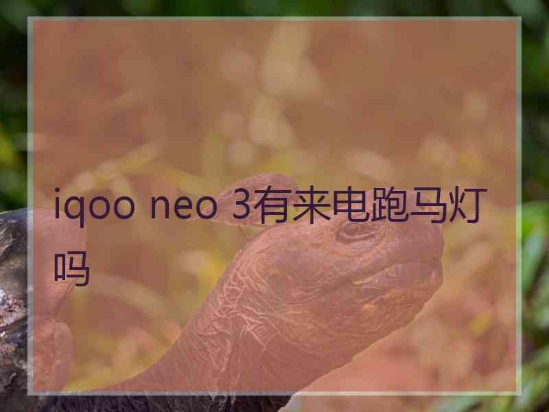 iqoo neo 3有来电跑马灯吗