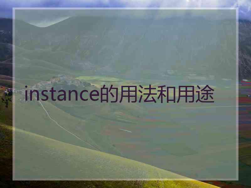 instance的用法和用途