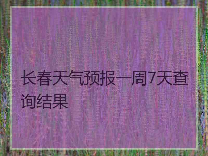 长春天气预报一周7天查询结果