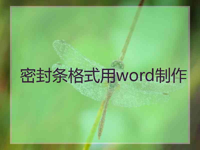 密封条格式用word制作