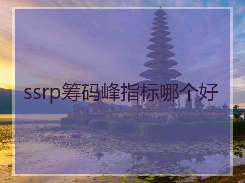 ssrp筹码峰指标哪个好