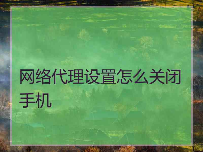 网络代理设置怎么关闭手机