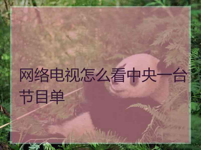 网络电视怎么看中央一台节目单