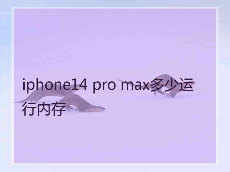 iphone14 pro max多少运行内存