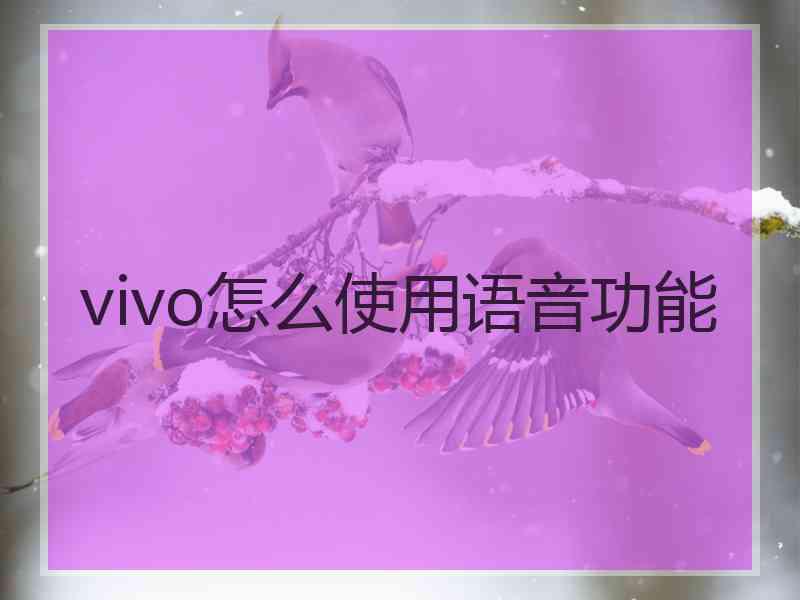 vivo怎么使用语音功能