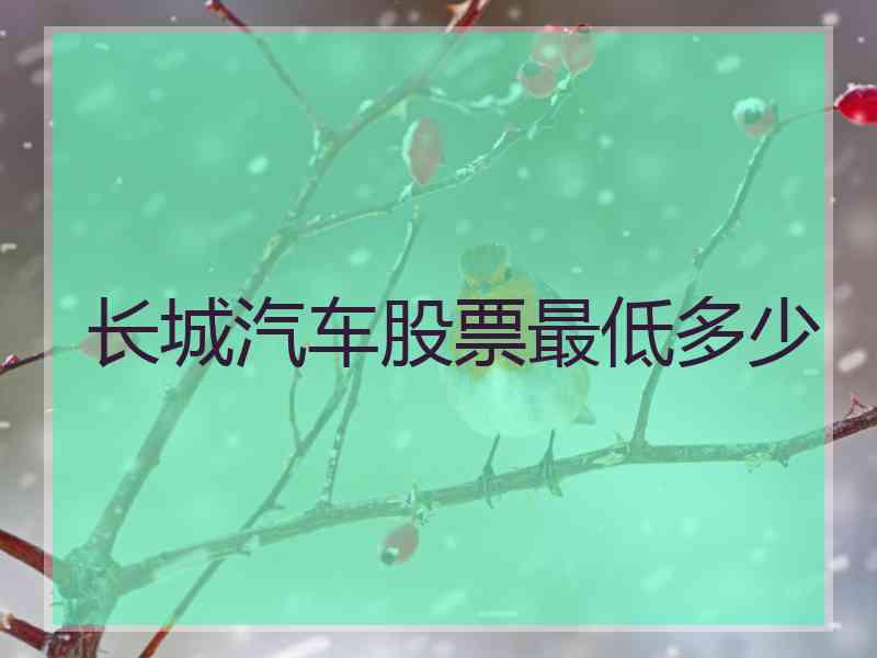 长城汽车股票最低多少