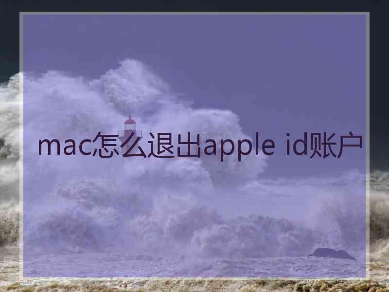 mac怎么退出apple id账户