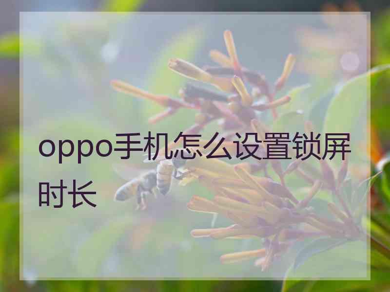 oppo手机怎么设置锁屏时长