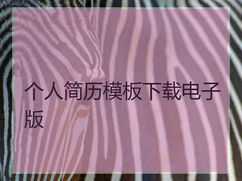 个人简历模板下载电子版