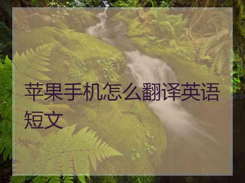 苹果手机怎么翻译英语短文