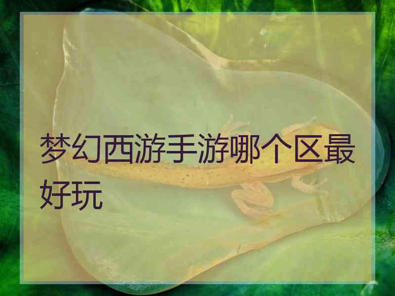 梦幻西游手游哪个区最好玩