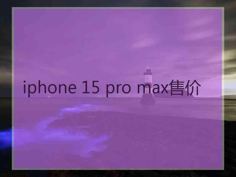 iphone 15 pro max售价