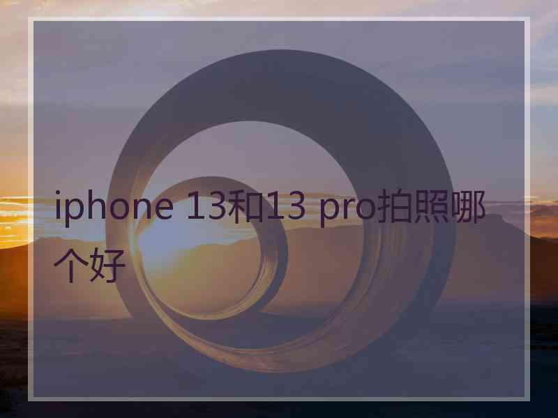 iphone 13和13 pro拍照哪个好