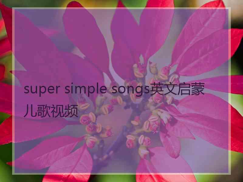 super simple songs英文启蒙儿歌视频