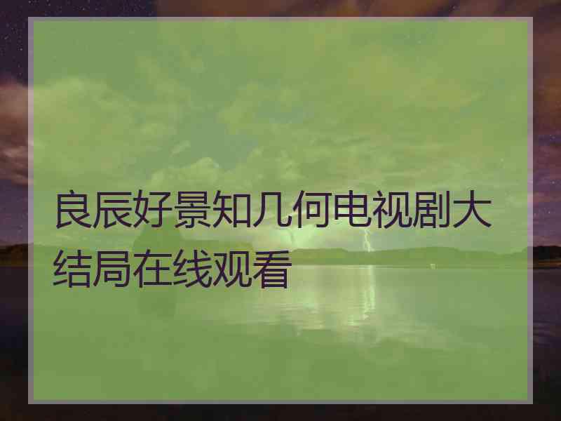 良辰好景知几何电视剧大结局在线观看