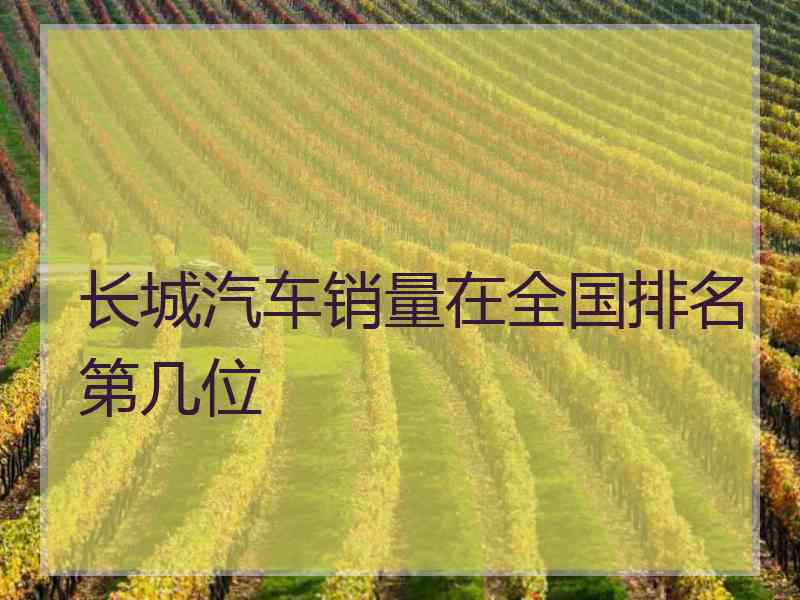 长城汽车销量在全国排名第几位