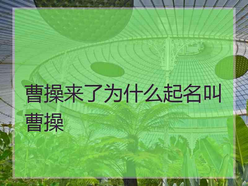 曹操来了为什么起名叫曹操