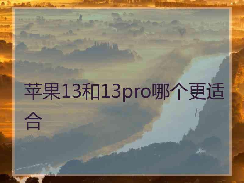 苹果13和13pro哪个更适合