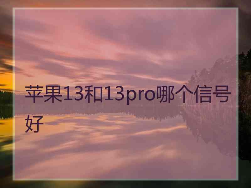 苹果13和13pro哪个信号好