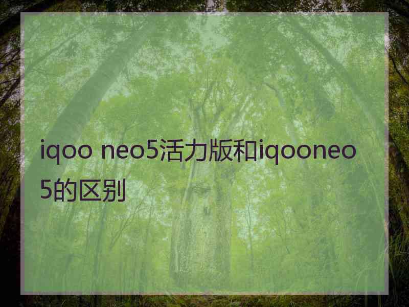 iqoo neo5活力版和iqooneo5的区别