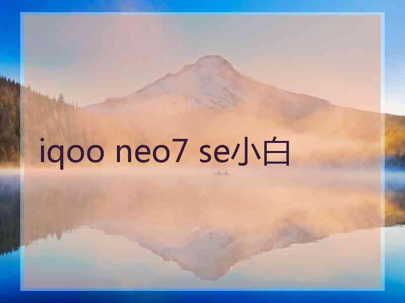 iqoo neo7 se小白