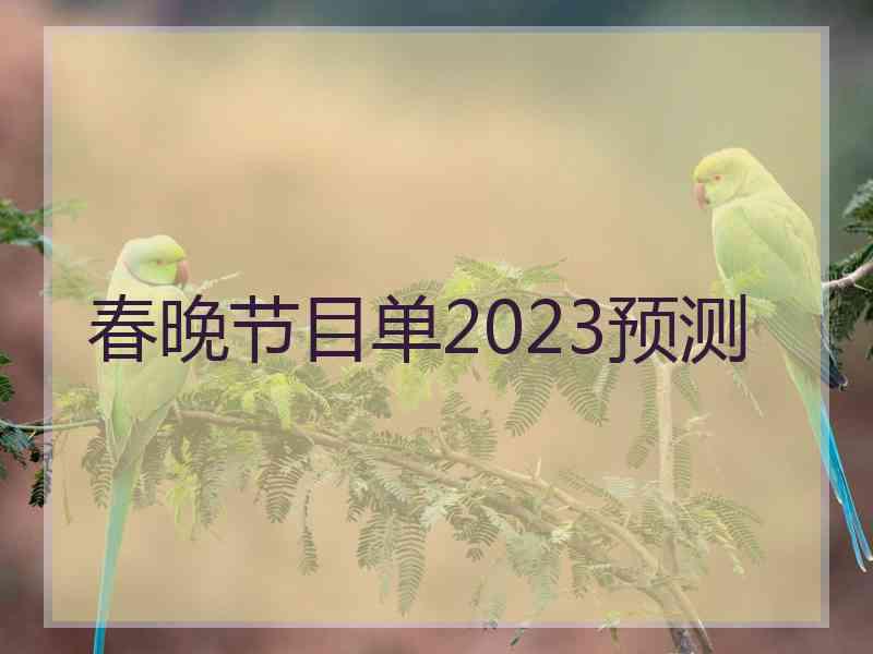 春晚节目单2023预测