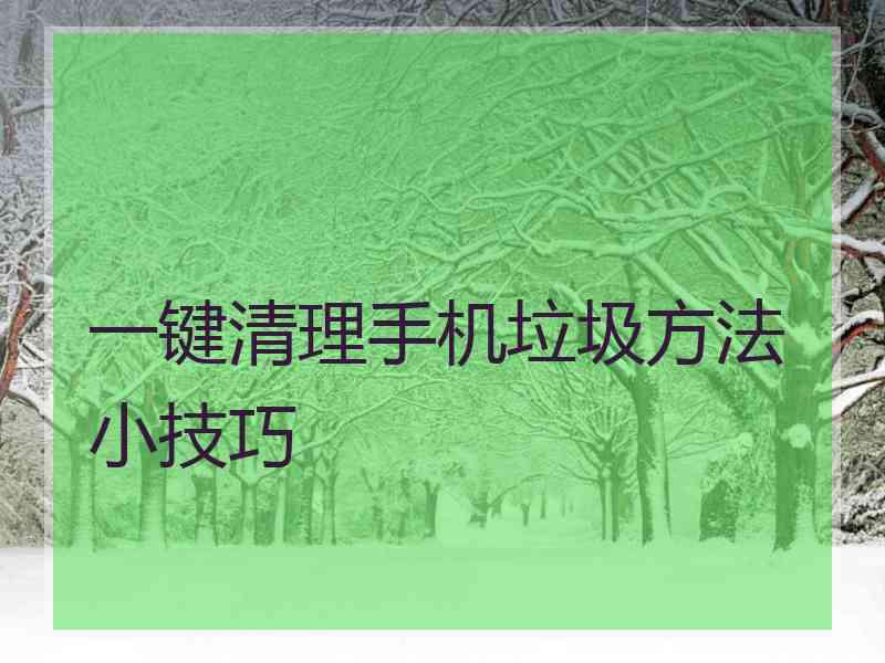 一键清理手机垃圾方法小技巧