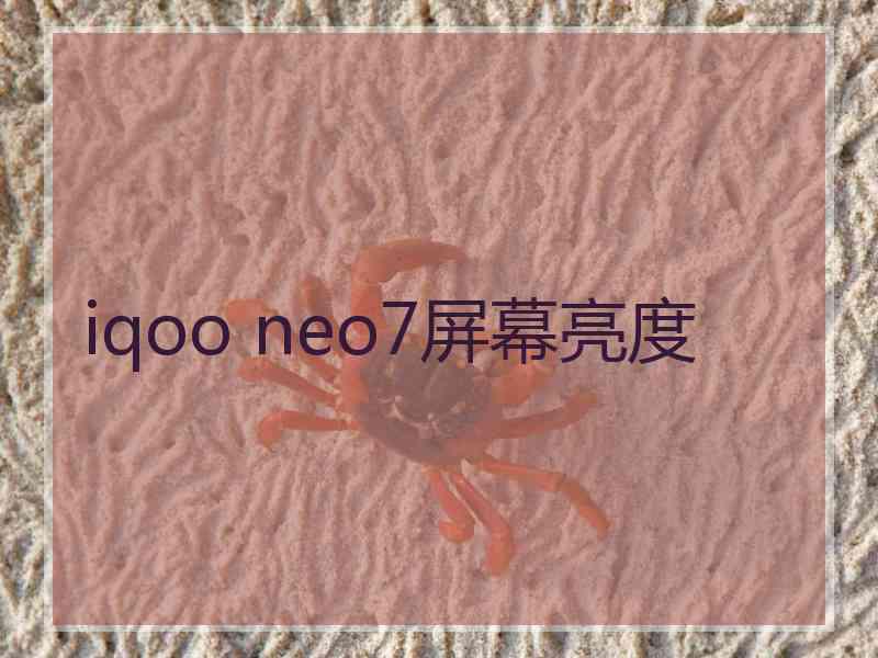 iqoo neo7屏幕亮度