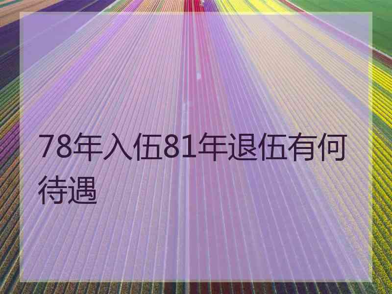 78年入伍81年退伍有何待遇