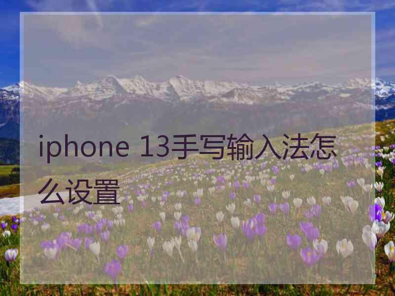 iphone 13手写输入法怎么设置