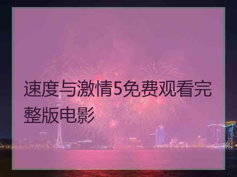 速度与激情5免费观看完整版电影