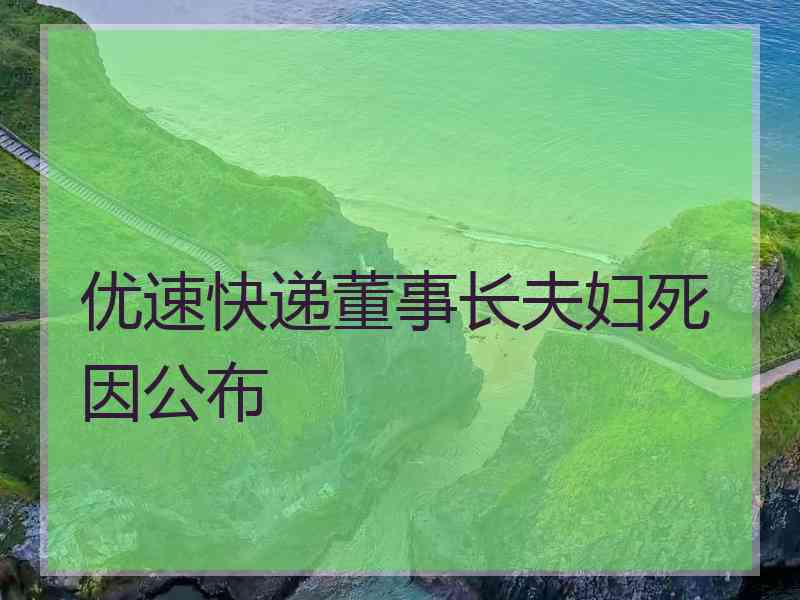 优速快递董事长夫妇死因公布