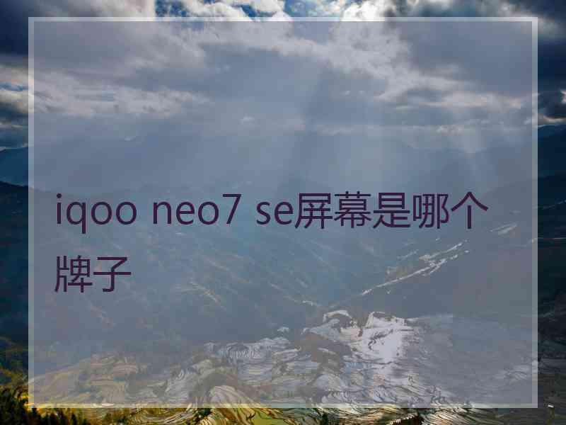 iqoo neo7 se屏幕是哪个牌子