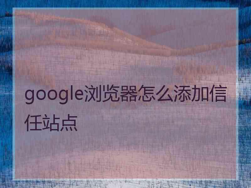 google浏览器怎么添加信任站点