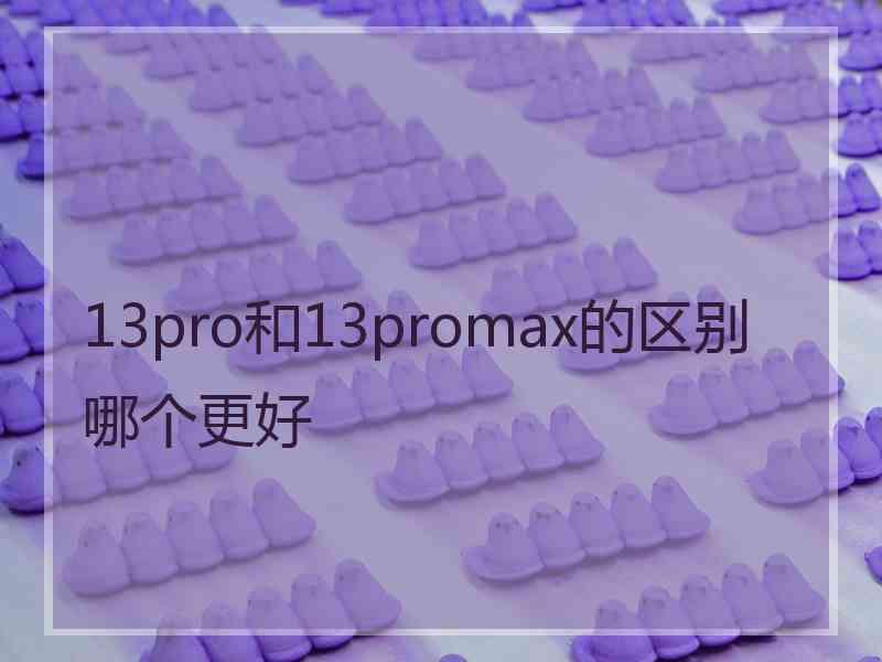 13pro和13promax的区别哪个更好