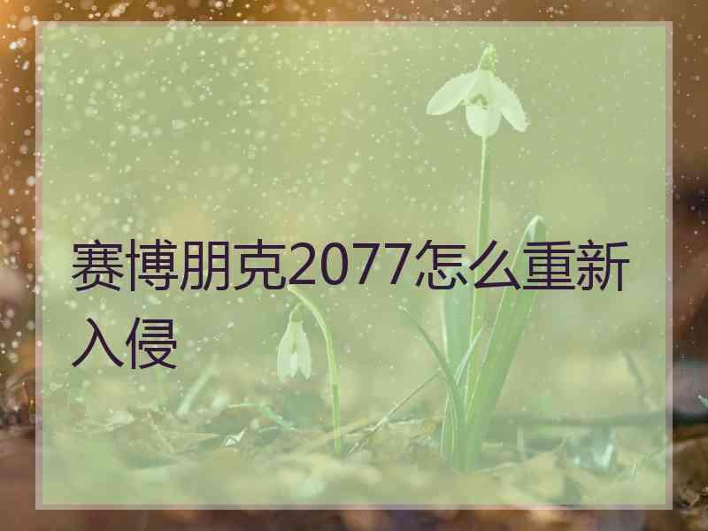 赛博朋克2077怎么重新入侵