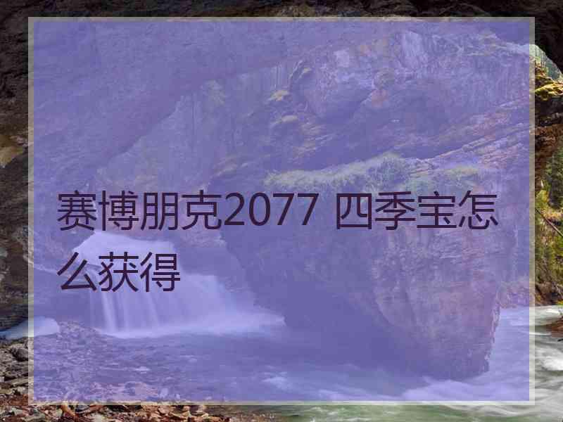 赛博朋克2077 四季宝怎么获得