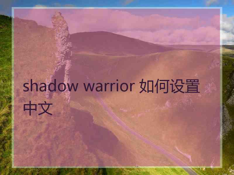 shadow warrior 如何设置中文