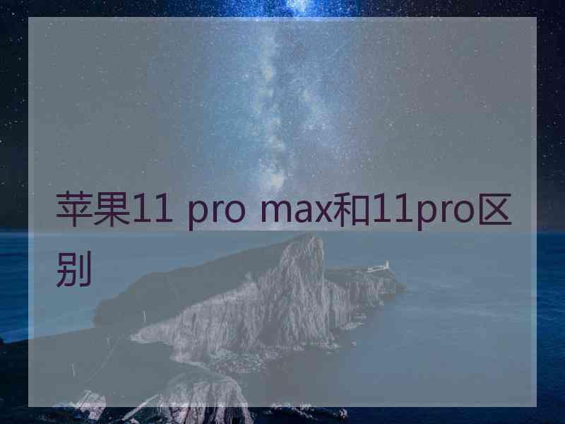苹果11 pro max和11pro区别