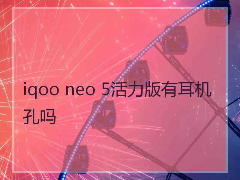 iqoo neo 5活力版有耳机孔吗