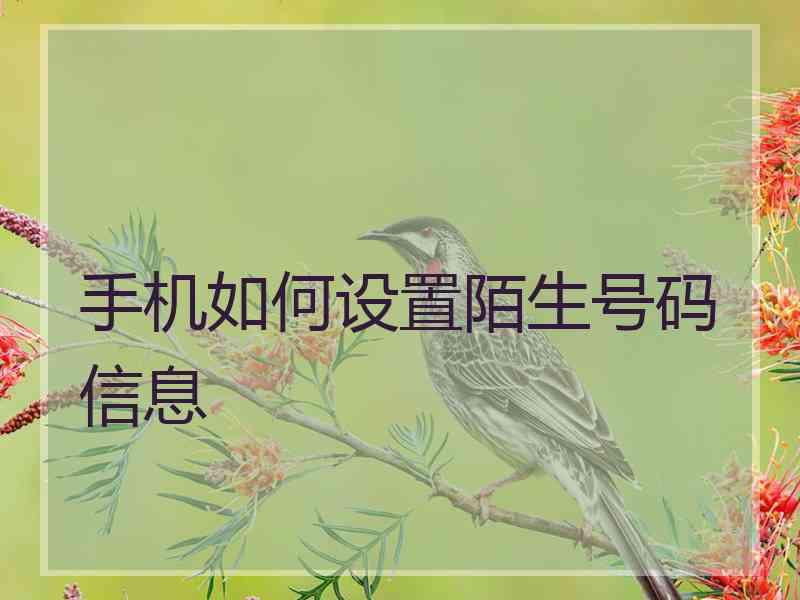 手机如何设置陌生号码信息