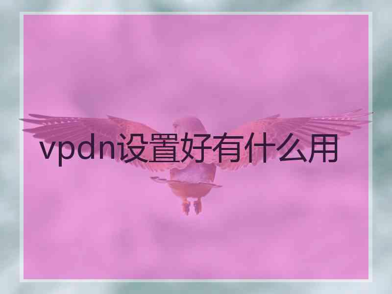 vpdn设置好有什么用