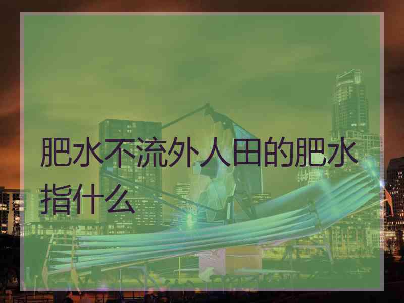 肥水不流外人田的肥水指什么