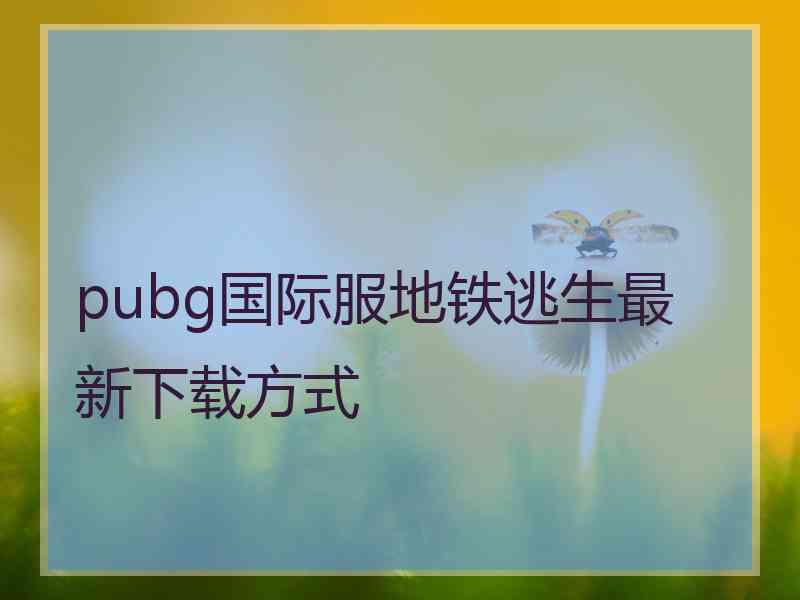 pubg国际服地铁逃生最新下载方式